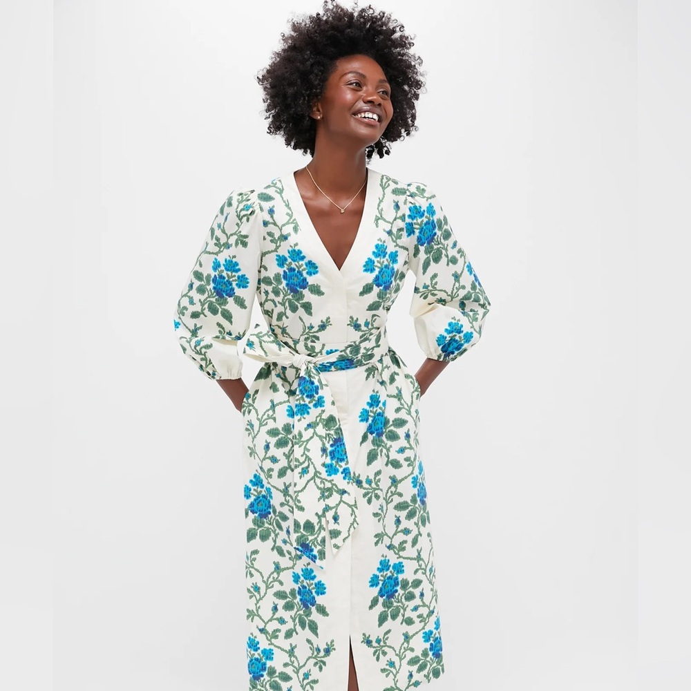 NEW Tuckernuck Cerulean Vine Cotton Poplin Lachlan dress. M. NWT - Picture 6 of 6